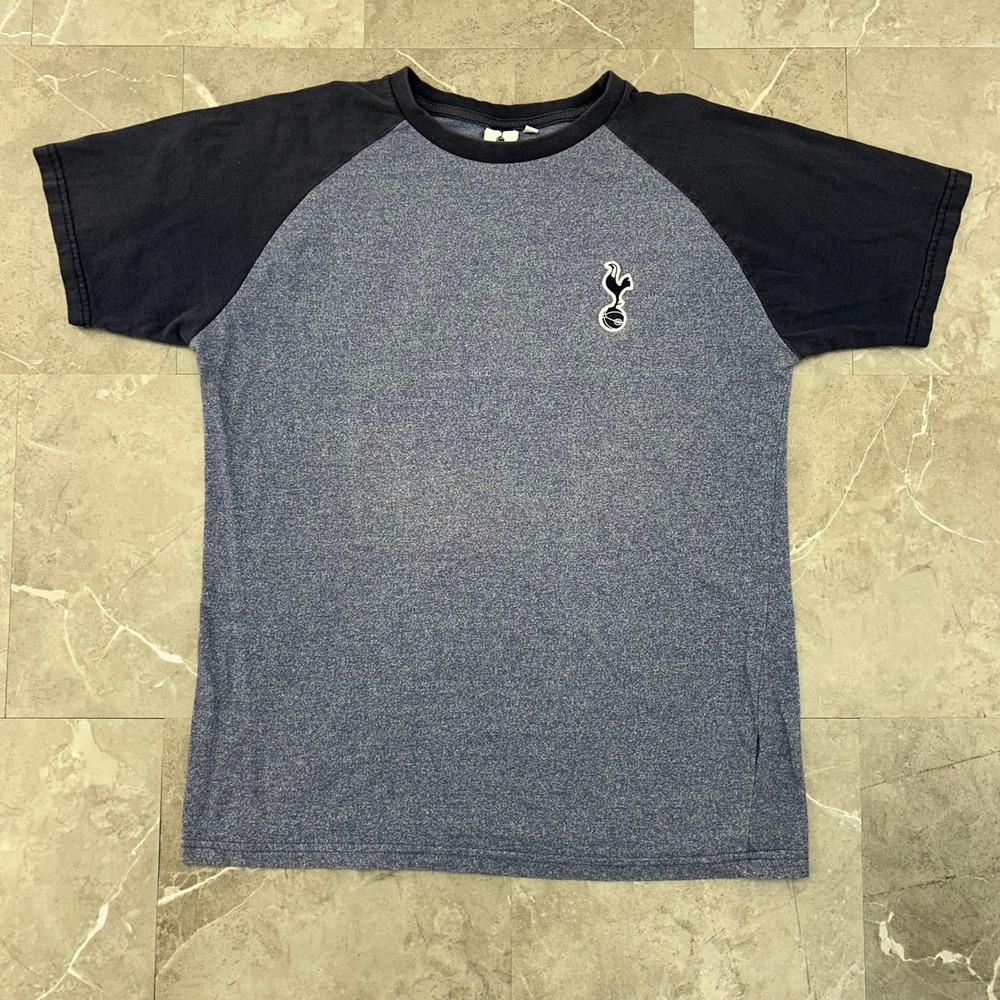 Tottenham Hotspur Patch Tee Mens Large Short Sleeve Soccer Shirt Blue Two Tone